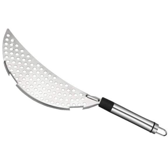 Stainless Steel Pot Pan Strainer, Pasta Strainer Hand Held Pot Drainer with Handle, Crescent Pot Strainer for Kitchen Pots and Pans