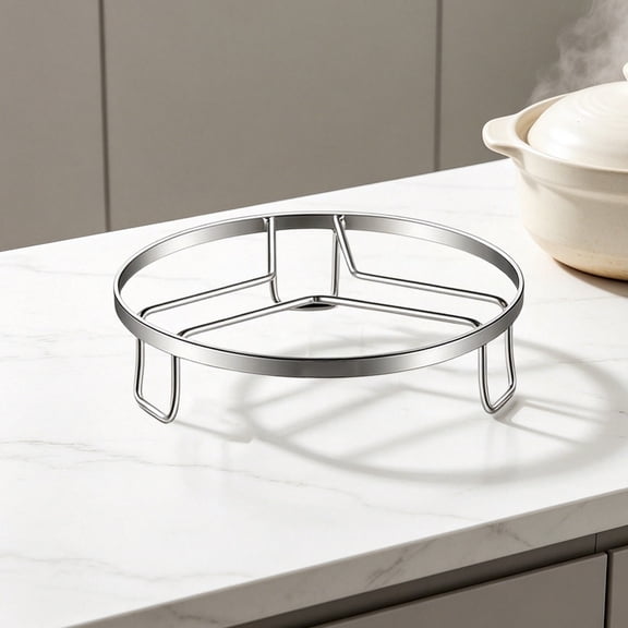 Stainless Steel Pot Rack 304, Multi Functional Kitchen Pot Holder with Heat Proof Mat, Thick Insulated Pot Stand for Cooking, Steaming Rack, Countertop Protector, Heavy Duty Cookware Support