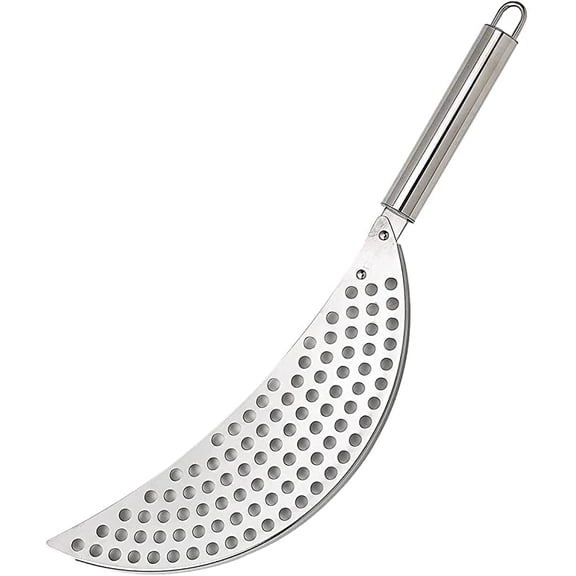 Stainless Steel Pot Strainer, Pasta Strainer Hand Held Pot Drainer with Handle, Crescent Pot Strainer Fits up to 9" Pots for Noodles Pasta Fruit Veggies(1pcs