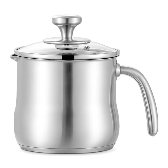 Stainless Steel Pot with Pour Spout and Glass Lid 2000 ML Saucepan with Slag Separating Hole for Small Family Apartment Living, Apartment Living