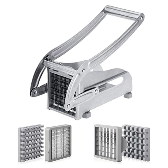 Stainless Steel Potato Chipper with 2 Interchangeable Blades, Effortlessly Creates Perfect Fries and Veggie Sticks, Ideal for Homemade Snacks and Side Dishes
