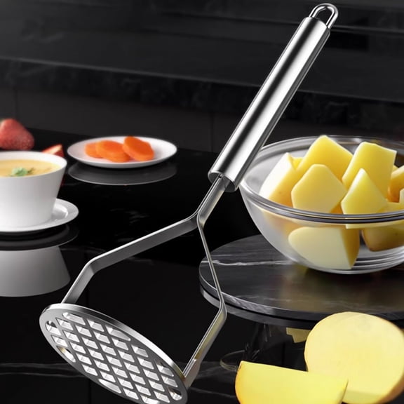 Stainless Steel Potato Masher Heavy Duty Vegetable Crusher for Mashed Potatoes Guacamole and Cooked Vegetables Ergonomic Kitchen Tool,potato masher,Silver,1PC