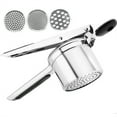 thumbnail image 1 of Stainless Steel Potato Masher Kitchen Press Tool With 3 Discs For Mashed Potato, 1 of 8