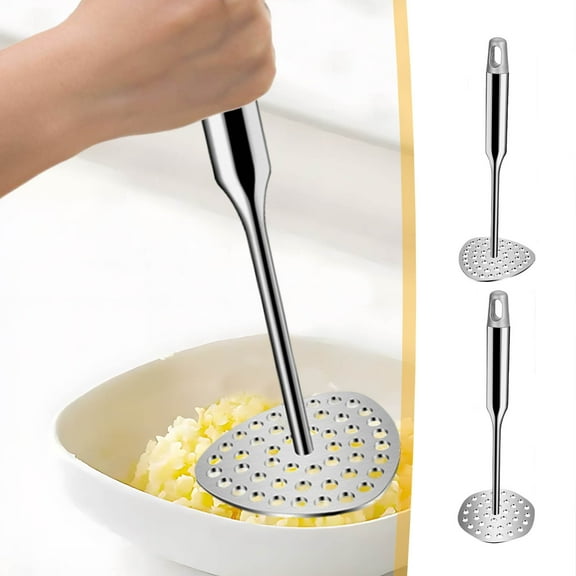 Stainless Steel Potato Masher Manual Grinder – Heavy Duty Kitchen Tool, Integrated Design, Ergonomic Handle, Dishwasher , Multipurpose for Vegetables & Meat