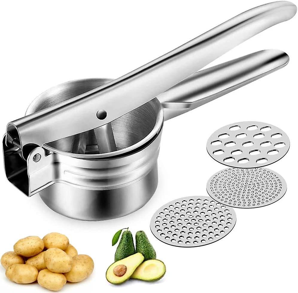 Stainless Steel Potato Masher Masher With 3 Interchangeable Discs For