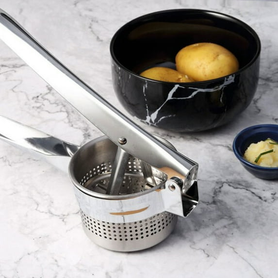 Stainless Steel Potato Masher Ricer Fruit Juicer Vegetable Press Chrome Plated