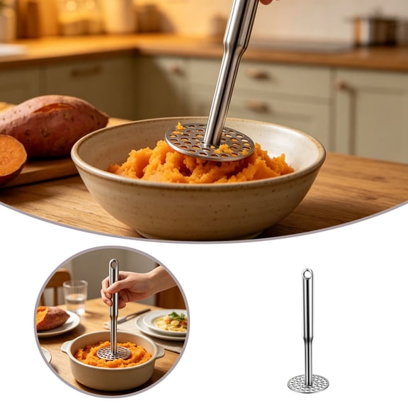 Stainless Steel Potato Masher with Hanging Loop, Food-Grade for Smooth Mashed Potatoes