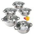 thumbnail image 1 of Stainless Steel Pots Sets 10-Piece, Kitchen Cookware Set Saucepan With Glass Lid Stockpot Soup Pot With 2 Ear Handle For Cooking Dishwasher , Silver, 1 of 9