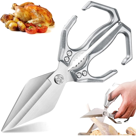 Stainless Steel Poultry Shears, 9.5-Inch Kitchen Scissors, Bone Cutting, 1-Pack