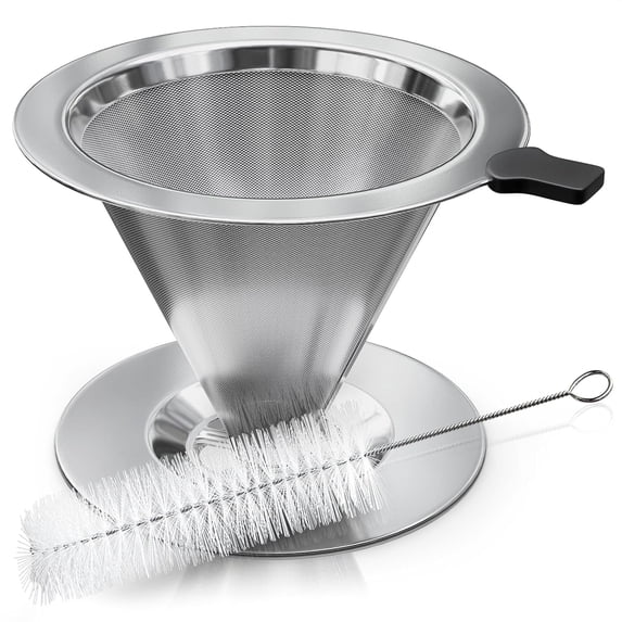 Stainless Steel Pour Over Coffee Dripper Set with 2 Cups, 600 Mesh ...