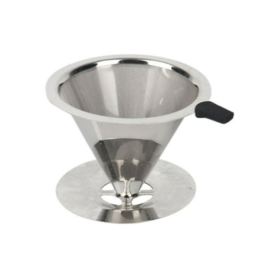 MOKINGTOP Stainless Steel Pour Over Coffee Dripper Double Layer Mesh Filter Cup Stand Home Office Use Coffee Dripper Stainless Mesh Filter Cup