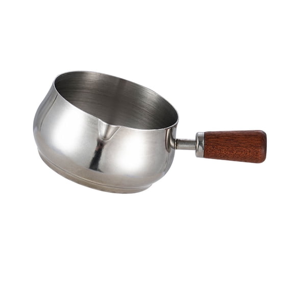 Stainless Steel Pouring Cups With Wooden Handle Chocolate Melting Pots Perfect For Coffee And Chocolate Melting