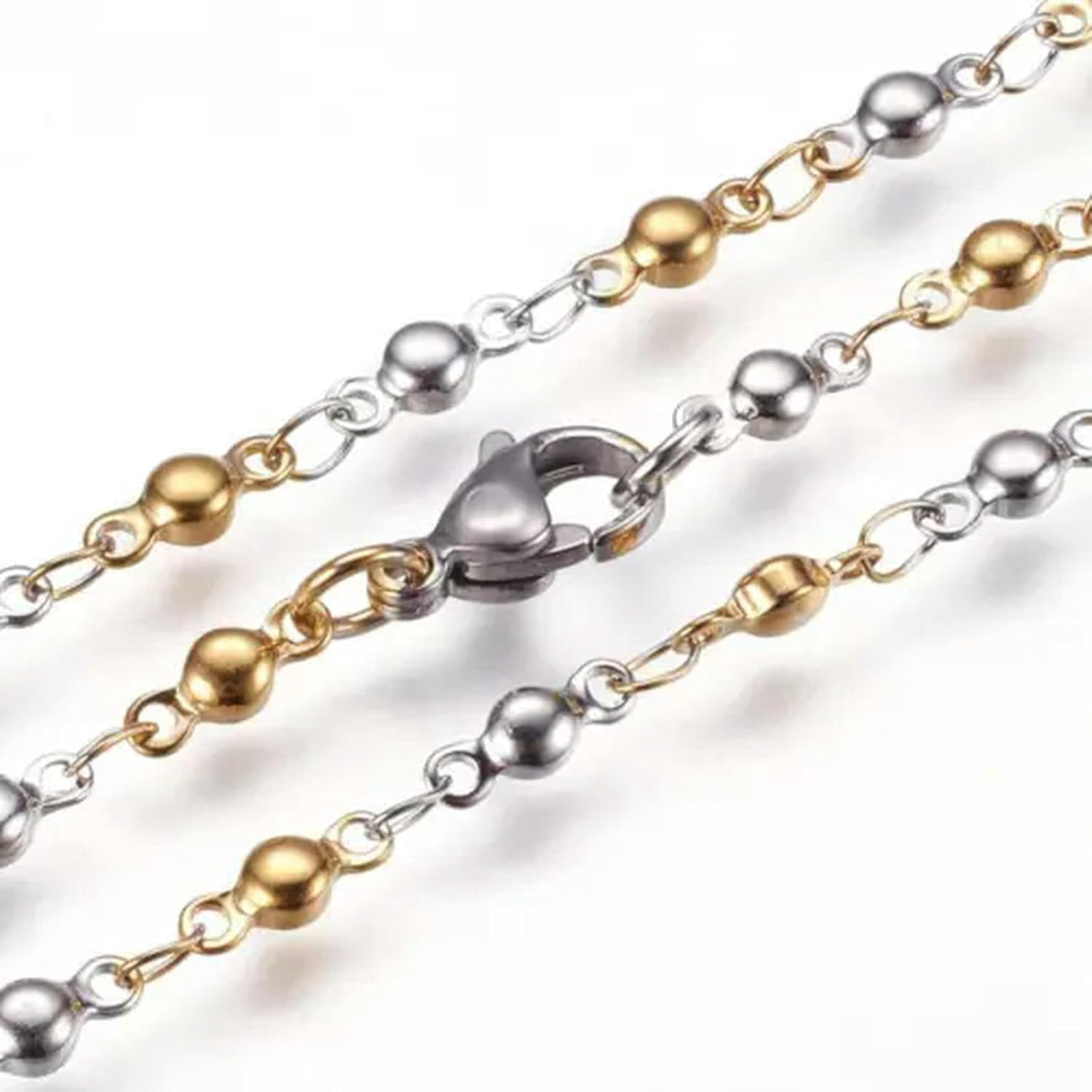 Stainless Steel Premium Necklaces Lobster Gold Silver 17.9 inches 45.5cm Z639-Silver/Gold[m306]