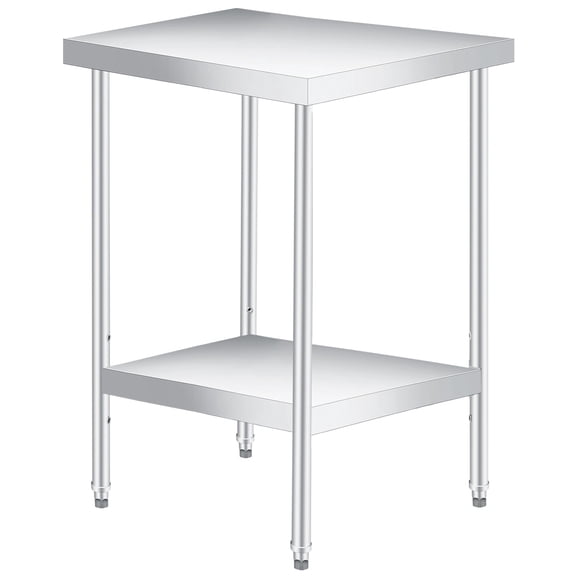 Stainless Steel Prep Table, 24 x 24 Inches, with Adjustable Undershelf, Commercial Heavy Duty Table with Adjustable Under Shelf for Outdoor Use,Restaurants,Hotels,Works