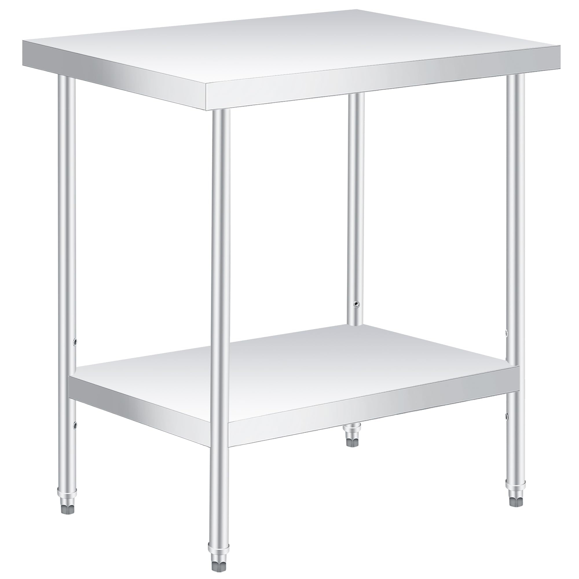 Stainless Steel Prep Table, 24 x 30 Inches, with Adjustable Undershelf, Commercial Heavy Duty Table with Adjustable Under Shelf for Outdoor Use,Restaurants,Hotels,Works