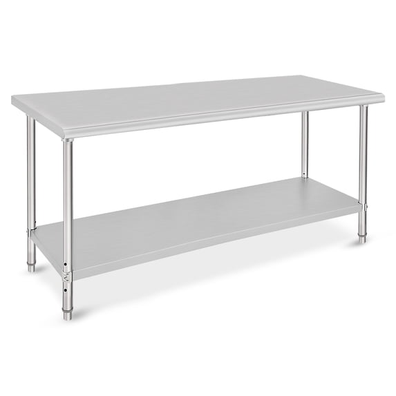 Stainless Steel Prep Table 72 x 30 Inches Kitchen Work Tables with Wheels NSF Commercial Worktable for Restaurant and Home
