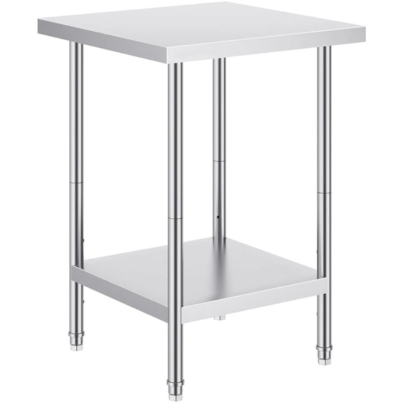 Stainless Steel Prep Table, Heavy Duty Metal Worktable with 3 Adjustable Height Levels, Commercial Workstation for Kitchen Garage Restaurant Backyard