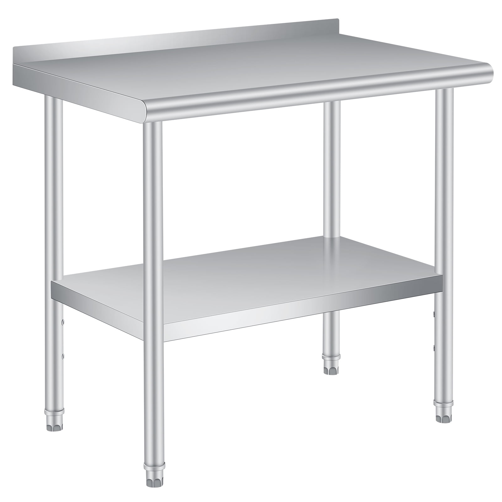 Stainless Steel Prep Table with Backsplash - Adjustable Undershelf - Commercial Kitchen Worktable for Restaurant, Home, Outdoor - Size 36x24 Inch