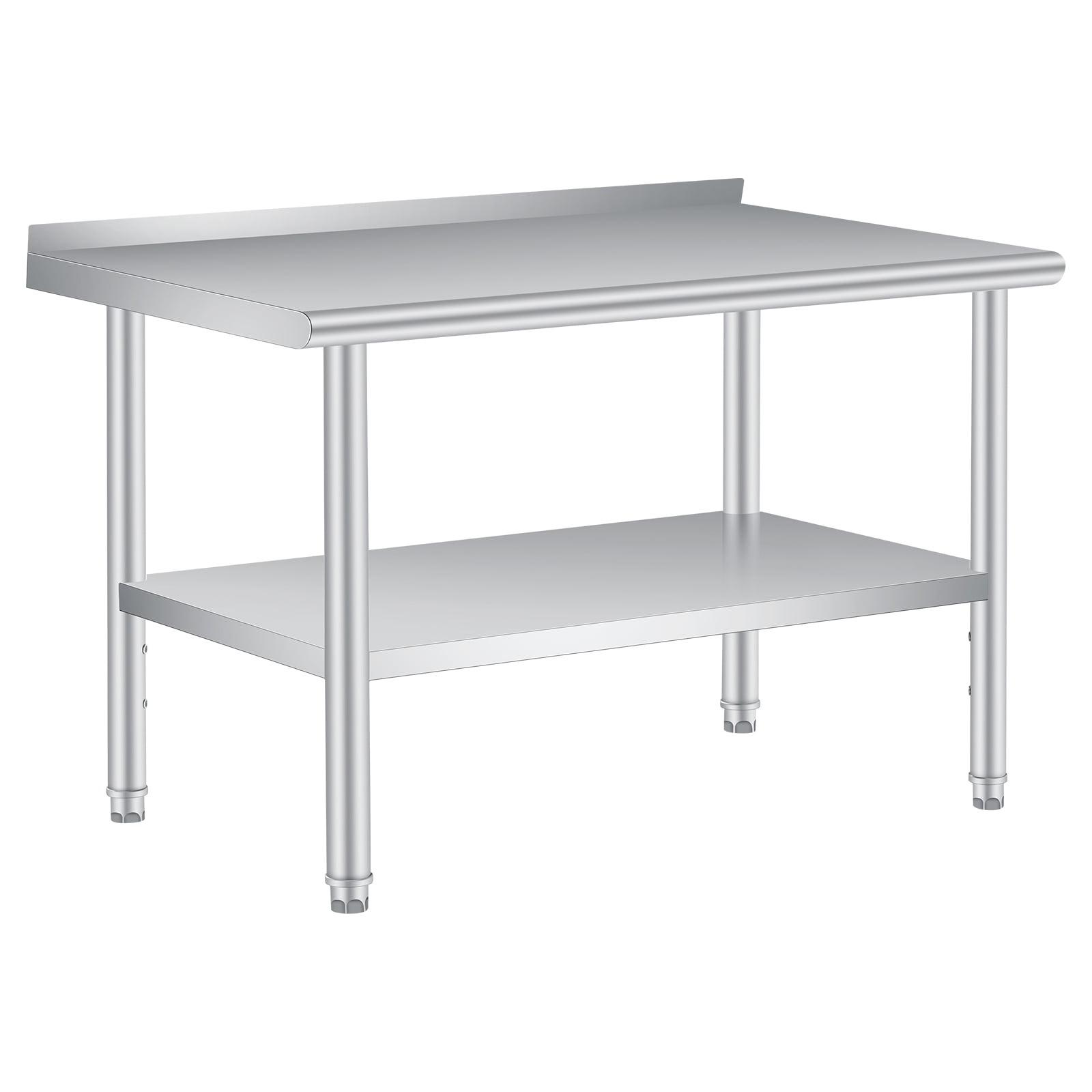Stainless Steel Prep Table with Backsplash - Adjustable Undershelf - Commercial Kitchen Worktable for Restaurant, Home, Outdoor - Size 60x24 Inch