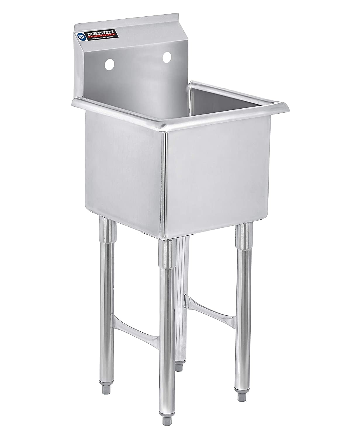 Stainless Steel Prep & Utility Sink - DuraSteel 1 Compartment Commercial Kitchen Sink - NSF Certified - Single 15" x 15" Inner Tub (Restaurant, Kitchen, Laundry, Garage)