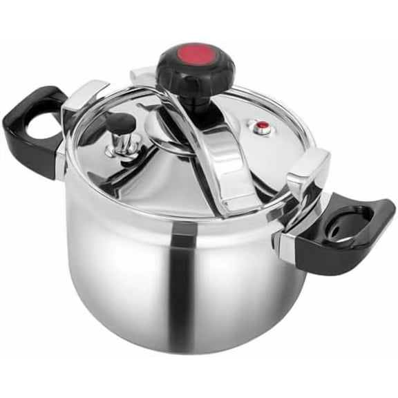 Stainless Steel Pressure Cooker 6.35 Qt Durable Pressure Canner High Safety Double Valves Quick Cooking Eco-Friendly Nonstick Cookware for All Stoves Induction Gas Electric for Family Meals