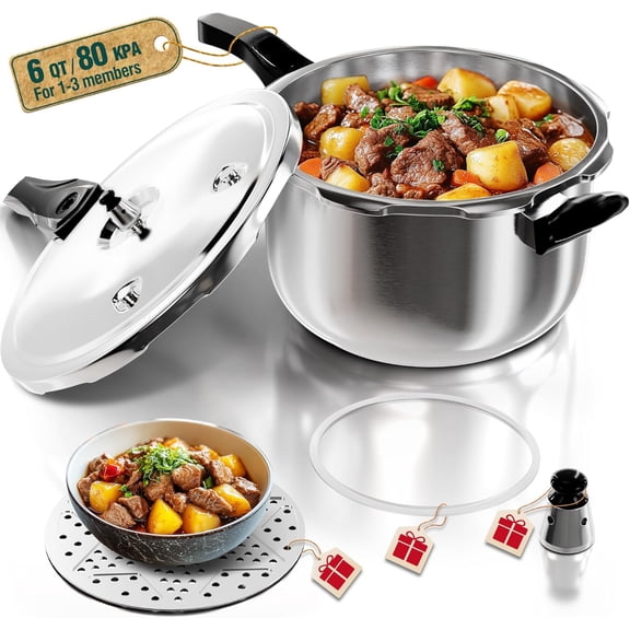 Stainless Steel Pressure Cooker and Canner, 8 Quart, Induction Compatible with Spring Valve Safety