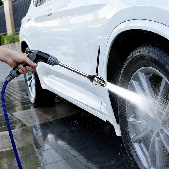 Stainless Steel Pressure Washer Gun Heavy Duty High-Pressure Cleaner 360 Rotating Spray with 3 Modes Foam Bottle Included (1PC)