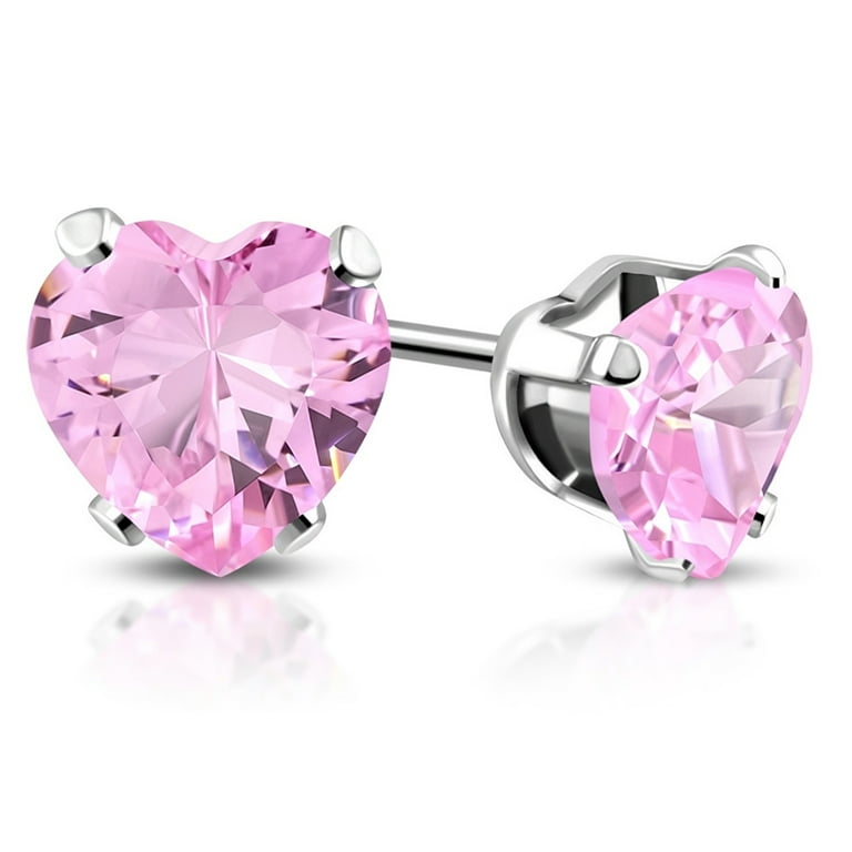8mm Cubic Zirconia Stud Post Earrings Tension Set Sterling Silver 8mm Cubic Zirconia Stud Post Earrings Tension Set Sterling Silver