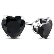 COMFORT ZONE STUDIOS Stainless Steel Prong-Set Cubic Zirconia Love Heart Stud Post Earrings