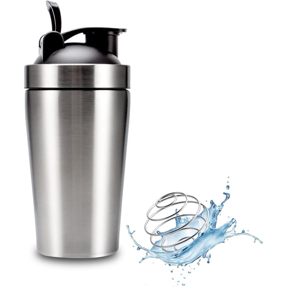 Stainless Steel Protein Shaker Bottle, 20-Ounces, Insulated, Leak Proof, , Dishwasher Safe,  for Gym Workout