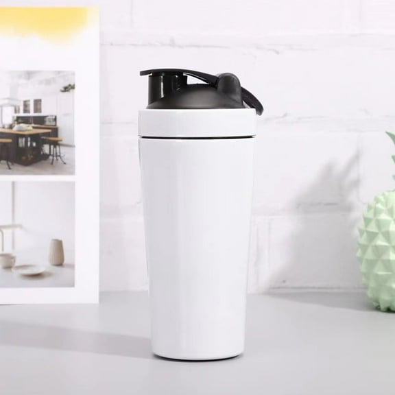 Stainless Steel Protein Shaker Bottle with Wire Whisk Ball | 500ml Leak-Proof, Double Wall Insulated, Matte Black/White | Mixes Powders Fast, Easy Clean, Dishwasher Secure Flip Lid, Ergonomic Design