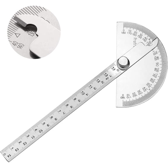 Stainless Steel Protractor 0-180    Angle Gauge with 140mm Ruler, Universal Angle Ruler for Painting & Drawing