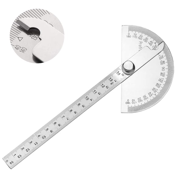 Stainless Steel Protractor 0-180 Angle Gauge with 140mm Ruler, Universal Angle Ruler for Painting & Drawing