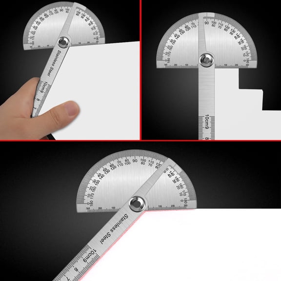 Stainless Steel Protractor 0-180 Round Head Protractor - Angle Finder Craftsman Ruler Machinist Tool Ruler Adjustable Woodworking Angle Measure Tool