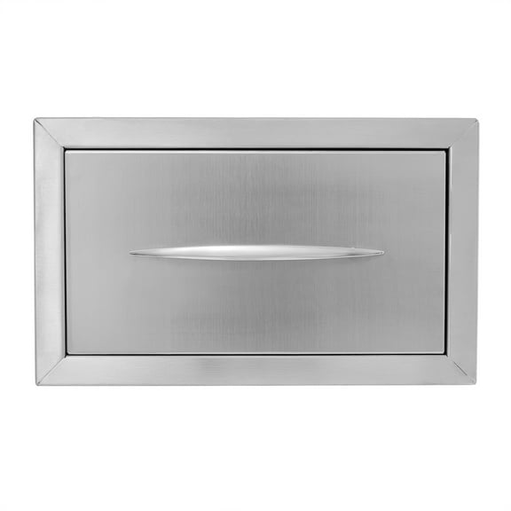 Stainless Steel Pull Out Kitchen Drawer - 14" Single Built-In Cabinet Organizer with Silent Slides, Modern Silver Storage for Utensils & Cutlery