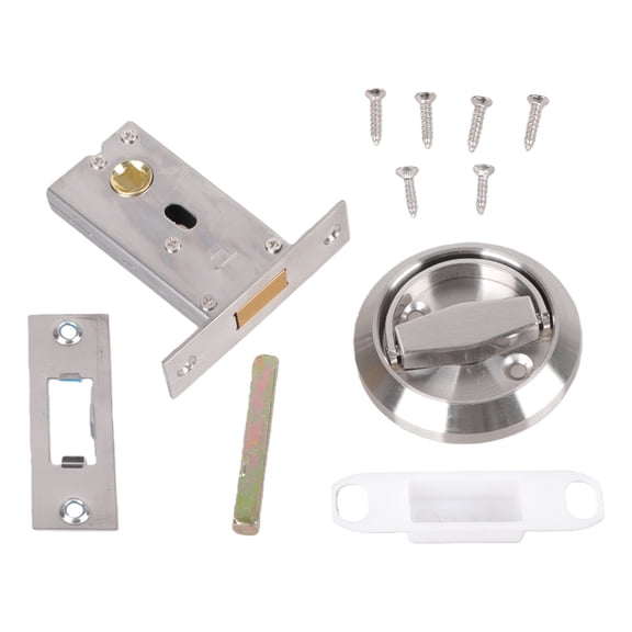 Stainless Steel Pull Rings Invisible Lock Round Recessed Door Lock 2 Sided Flush Handles Hardware for Bedroom Living Room