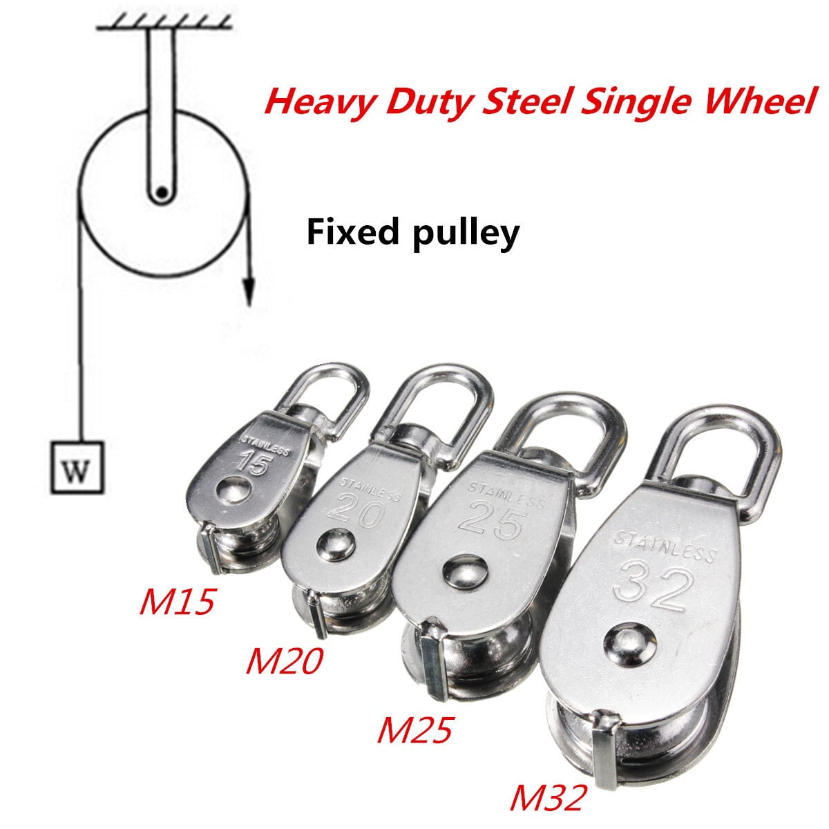Stainless Steel Pulley M15/M20 M25 M32 Single Wheel Swivel Lifting Rope ...