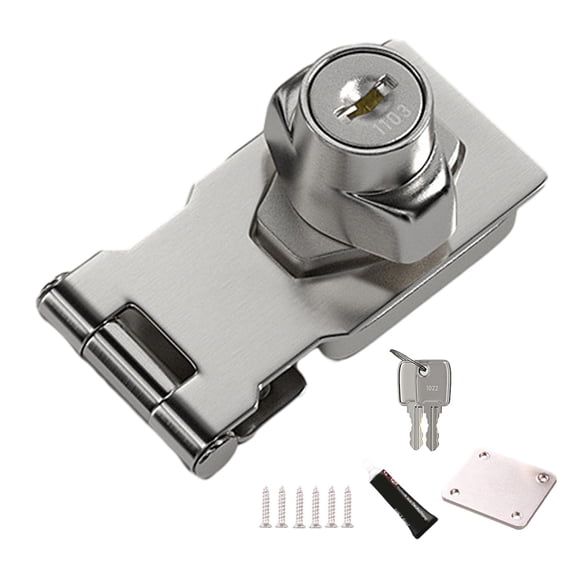 Stainless Steel Punch-Free Drawer Locks for Freezers Refrigerators Cabinets with Keys No Drill Installation Silver Safety Hasp Lock