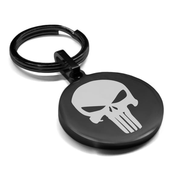 Stainless Steel Punisher Round Medallion Keychain Circle Ring