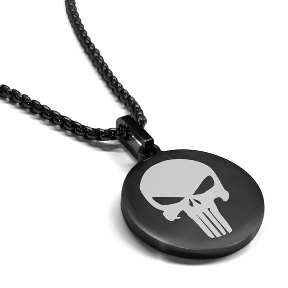 Stainless Steel Punisher Round Medallion Pendant Necklace
