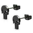 thumbnail image 1 of Stainless Steel Punisher Skull Cut-Out Button Stud Post Earrings, 1 of 2