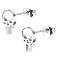 thumbnail image 1 of Stainless Steel Punisher Skull Cut-Out Button Stud Post Earrings, 1 of 2