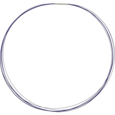 Stainless Steel/Purple-Coated 7-Strand Cable 16" Chain with 14K White Gold Clasp