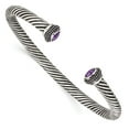 thumbnail image 1 of Stainless Steel Polished Artisan Oxidized Purple CZ Cubic Zirconia Simulated Diamond Twisted Bracelet 5mm Wide - Jewelr, 1 of 6