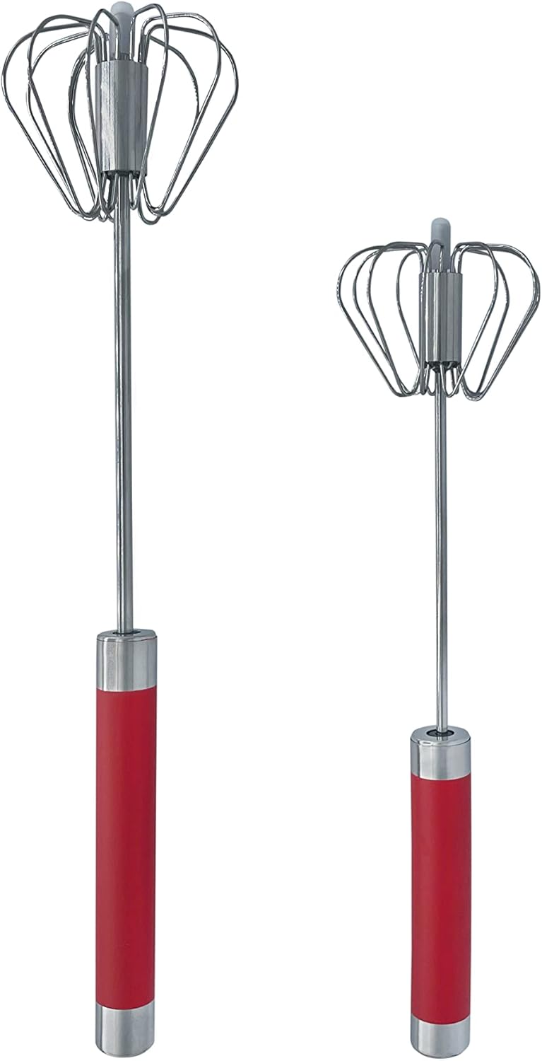 Stainless Steel Push Whisk - Easy to Use Manual Hand Mixer & Plunger ...