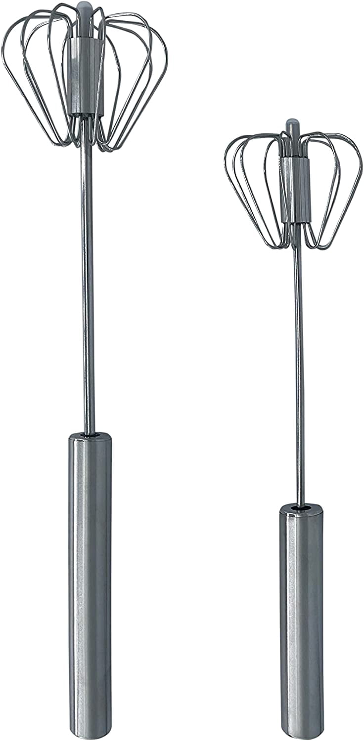 Stainless Steel Push Whisk - Easy to Use Manual Hand Mixer & Plunger ...