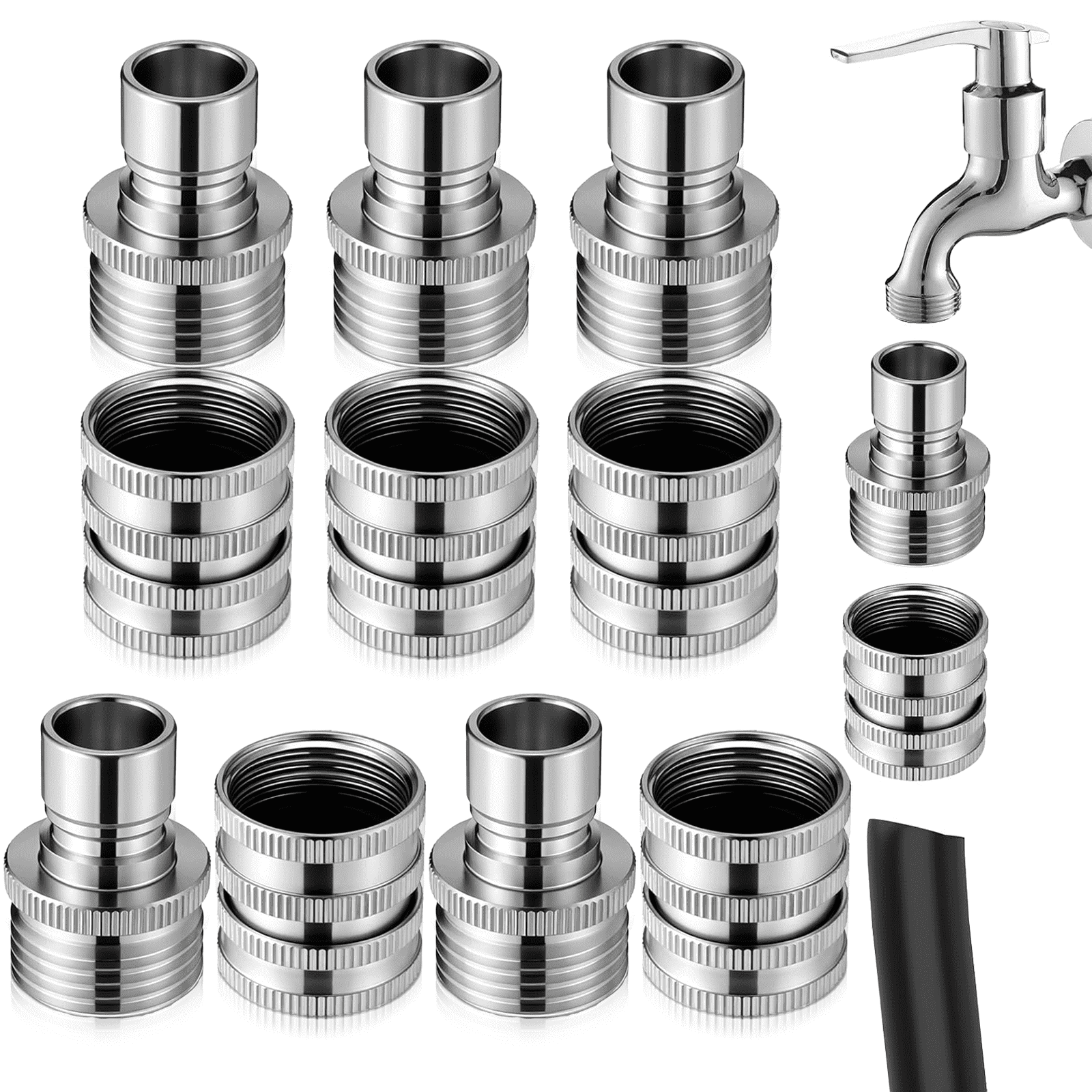 Stainless Steel Quick Connect Fittings Set, 3/4 inch GHT Heavy Duty ...