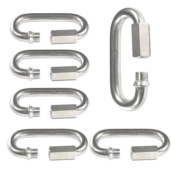 Stainless Steel Quick Link Heavy Duty Chain Connector, 304 D Shape Locking Screw Link, Twist Oval for Swing, Backpack, Key Ring(6pcs)Q