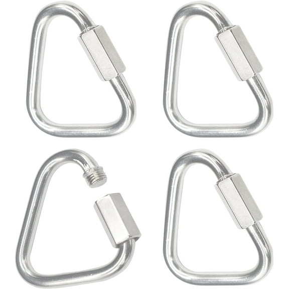 Stainless Steel Quick Links Carabiner Locking Clips with Screw Nut Triangle Heavy Duty Chain Connector Hook Hardware Tool Accessories M8_4pcs