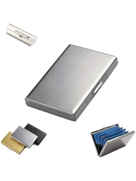 Stainless Steel RFID-Blocking Card Holder Metal Credit Wallet 10/6 Slot, 2027 Capacity Slim Design Organizer Hard Shell Accordion Case Protector for Women Men Business Debit ID Compact Travel